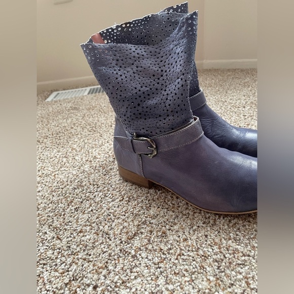 Womens Grey Ankle Boots With Lace Detail - Picture 11 of 12